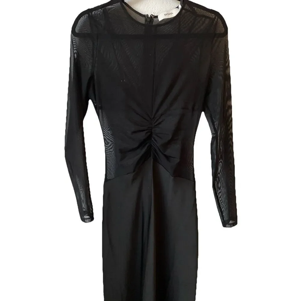 Ginger Sheer Long Sleeve Mixed Media Gown MISHA COLLECTION Size Medium EU 38